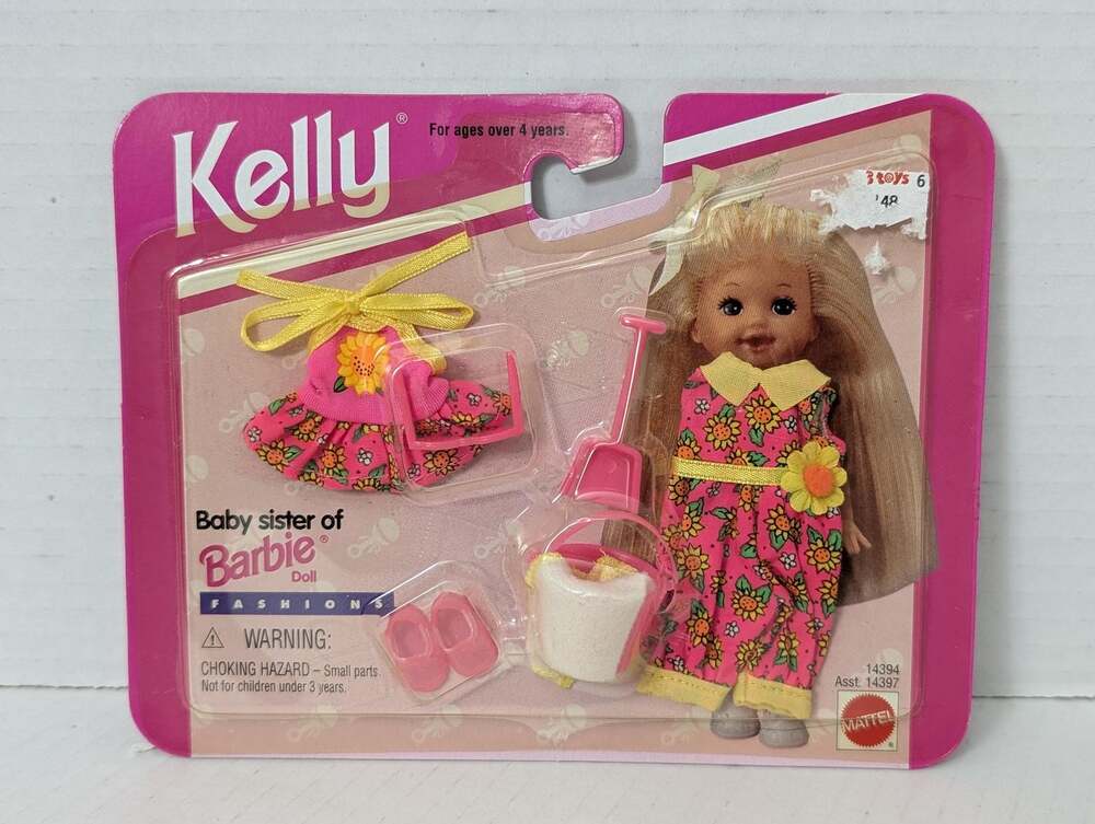 Vintage 1995 Barbie Kelly Fashions Sunflower Jumpsuit Pinafore Sand Toys New